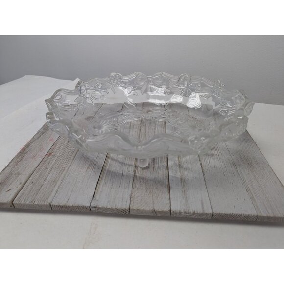 Vintage Mikasa Walther Crystal Centerpiece Bowl Bows Ribbons Roses Flowers - Picture 1 of 6